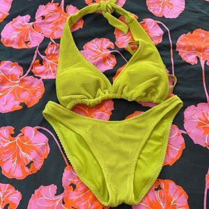 Wild Fable 70s groovy look👀 Lime 🍋‍🟩 Green Bikini👙Beach🏖️Time! Lined. Comfy!
